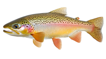 Fototapeta premium Majestic Trout Fish Swimming Alone on Transparent Background for Creative Designs