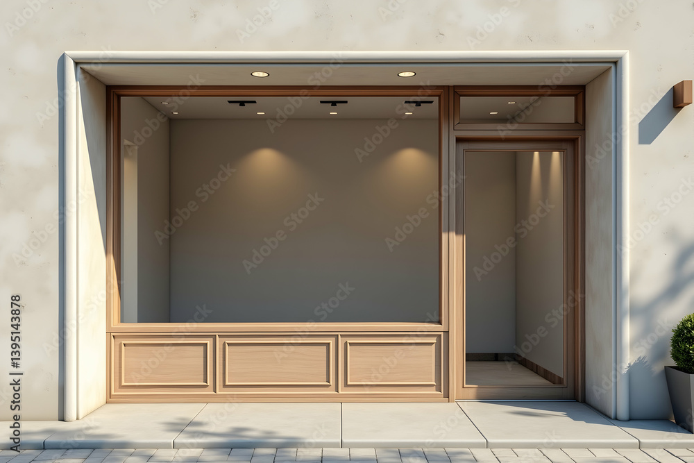 Aufkleber realistic storefront facade with empty display window and doorway showcasing architectural design an