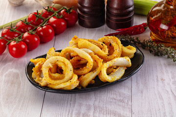 Roasted squid rings snack appetizer