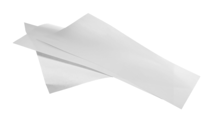White paper flying, sheet falls and twists isolated on white, clipping path	