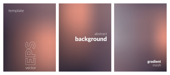 Fototapeta premium Abstract blurred background set. Gradient mesh. Effect dark color mix. Luminous orange brown blend. Modern design template for web covers, ad banners, posters, brochures, flyers. Vector EPS