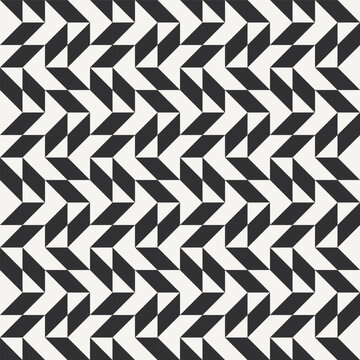 Black and white abstract geometric quilt pattern. High contrast geometric monochrome patchwork minimal background with triangles. Simple colors - easy to recolor. Color block vector illustration.