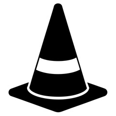 plastic traffic cone sign silhouette vector isolated on white background