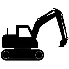 steel excavator silhouette vector isolated on white background