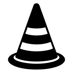 plastic traffic cone sign silhouette vector isolated on white background