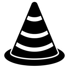plastic traffic cone sign silhouette vector isolated on white background