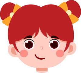 Cheerful Girl with Red Hair and Orange Topknots