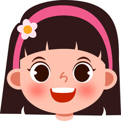 Joyful Girl with Pink Headband and Flower Accent