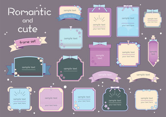 ロマンティックでかわいいフレームのセット