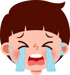 Heartbroken Cartoon Boy with Streaming Tears, Upset Expression