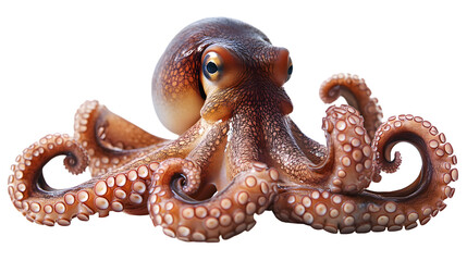 High-Quality Isolated Octopus on Transparent Background - Professional Animal Stock Image