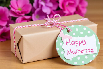 gift wrapped in brown paper with a pink bird on it1