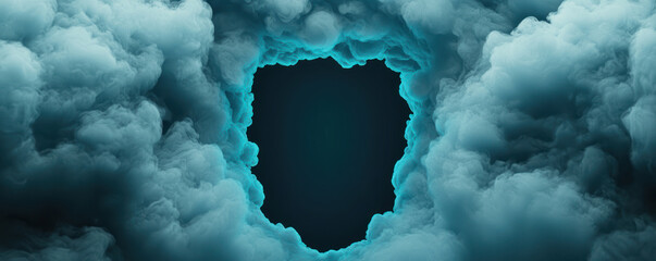 mystical cloud formation with glowing blue aura creates enchanting atmosphere, inviting exploration and wonder