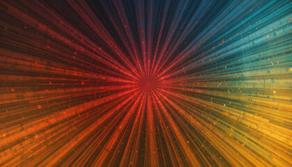 Fototapeta premium Abstract burst radiating from center with vibrant colors and particles