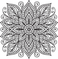 Vintage floral seamless pattern with ornate mandala design.