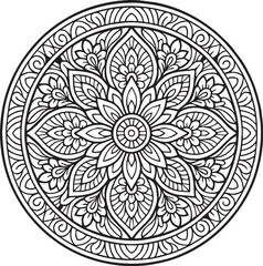 Ornamental Round Lace Pattern with Floral Mandala Design.