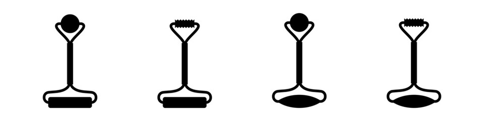 Manual roller massagers silhouette set. Massager for spa procedures and relaxation with cosmetic rollers made of jade for face and whole body