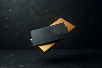 Sleek and Luxurious Floating Business Card Presentation, A High-End Design Concept Showcasing Elegance and Professionalism in Modern Business Branding