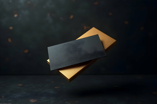 Sleek and Luxurious Floating Business Card Presentation, A High-End Design Concept Showcasing Elegance and Professionalism in Modern Business Branding