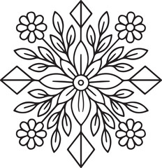 Abstract Floral Vector Ornament with Seamless and mandala Design and Vintage Floral Elements.