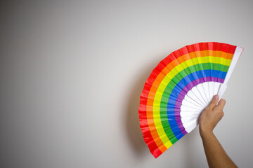 LGBT pride color fan on white background