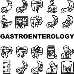 gastroenterologist hepatology icons set vector