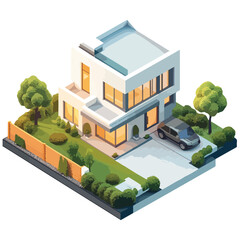 Cartoon vector illustration of a residential villa