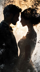 Wedding photography bride and groom silhouette