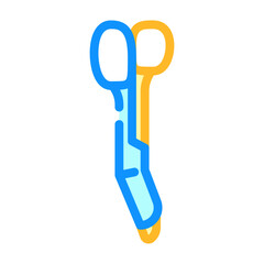 plaster cast scissors fracture injury color icon vector illustration