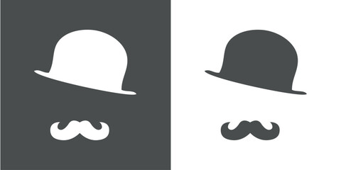 Moda de caballero. Silueta de sombrero bombín con bigote