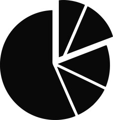 Pie Chart Silhouette Vector on transparent background