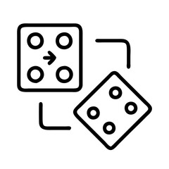 Dice roll icon vector illustration gambling and board games concept design outline