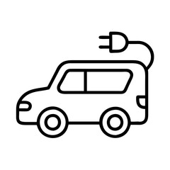 Electric vehicle ev car charging station plug in eco friendly transport outline icon