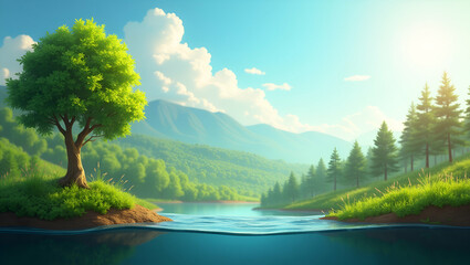 An articulate portrayal of natural resources highlighting efficient management strategies technological advancements and sustainable practices for environmental balance in  Photo Stock  Concept  and e