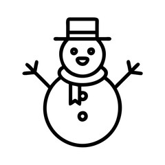 Snowman outline vector icon illustration, christmas winter holiday season design