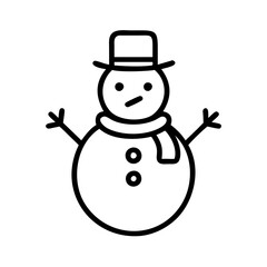 Snowman outline vector illustration christmas winter holiday season design icon