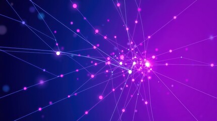 Abstract network connection.  Dynamic digital lines and glowing points