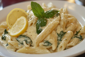 Makaron w sosie ze szpinakiem