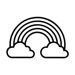 Rainbow outline with clouds vector illustration weather forecast design graphic