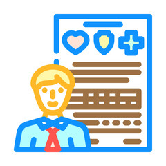 benefits package interview job color icon vector illustration