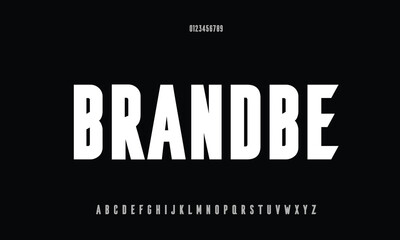 Brandbe Extra Bold vector font alphabet with numbers