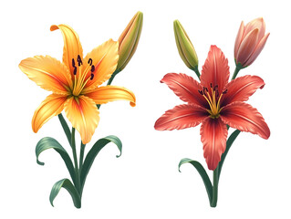 Decorative artwork of colorful lilies in nature floral clipart illustration vibrant botanical design © StockPick