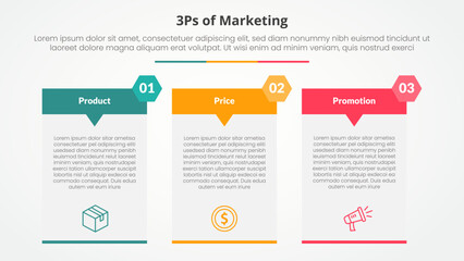 Fototapeta premium 3ps marketing infographic concept for slide presentation with big table arrow header badge with 3 point list with flat style