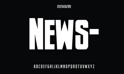 Newsflash BB vector font alphabet with numbers