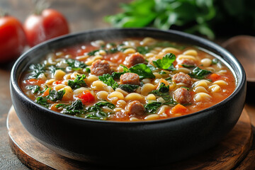 Gorąca zupa z kiełbasą