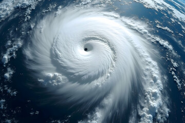 Stunning High-Resolution Satellite Image Showcasing a Powerful Hurricane Over the Ocean, Displaying Its Immense Size and Swirling Cloud Formations From a Distance