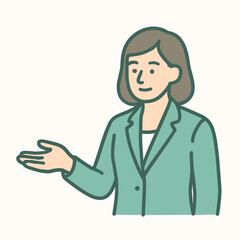 Assistant offering help with a smile against a light background  