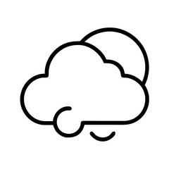Cloudy weather icon vector illustration of sun behind cloud outline drawing design