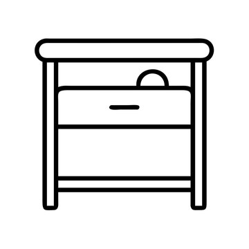recommend clip art: Nightstand furniture bedside table bedroom interior home decor line art vector icon