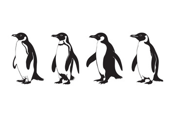 Penguin Silhouette Vector Antarctic Bird Clipart for Wildlife and Winter Designs